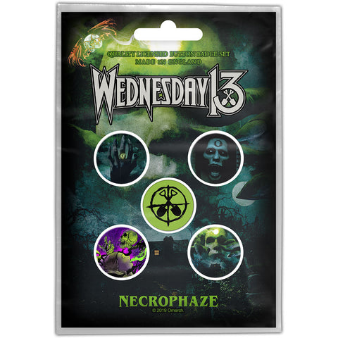 Wednesday 13 - Necrophaze - Button Badge Set - Logos - UK Import