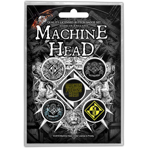 Machine Head - Crest - Button Badge Set - Logos - UK Import