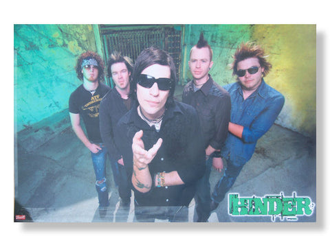 Hinder - Green Logo Group Photo Rolled - Poster