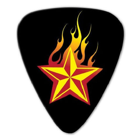 Flaming Star-Guitar Pick-Set Of 2-Medium Gauge-Australia Import-Licensed New