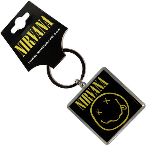 Nirvana - Square Yellow Metal Logo Keychain (UK Import)