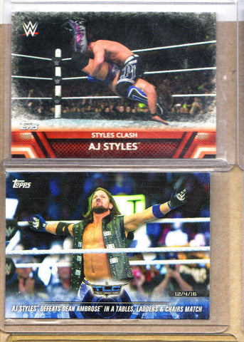AJ Styles -WWE-2 Card Lot-1 2018 Topps TLC+ 1 2017 Topps Finishing Move-Mint-WWE