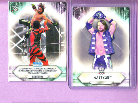 AJ Styles-WWE-2 Card Lot-Both 2021 Topps-#96+#76-Mint
