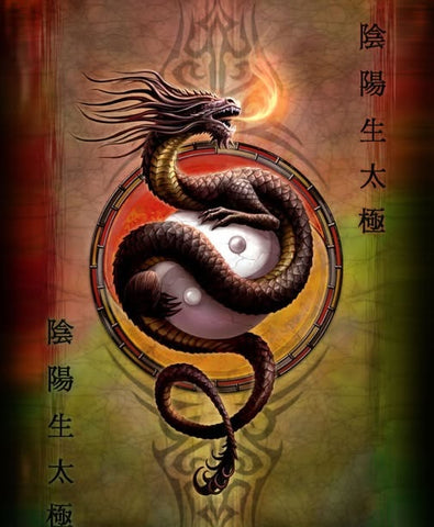 Anne Stokes-Flag-Textile Poster-Dragon Yin Yang Protector - Flag