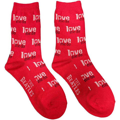 The Beatles-Socks-1 Pair-Unisex-Love Me Do-Red Color-(UK Import)