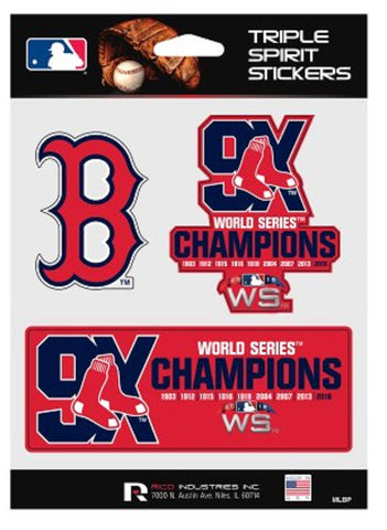 Boston Red Sox-3 Sticker Sheet Set-1 Logo+2 9X Champs-MLB
