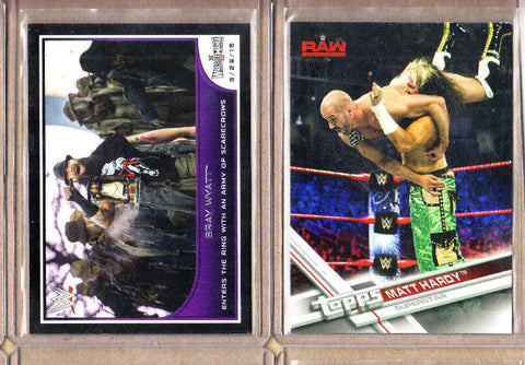 Matt Hardy+Bray Wyatt-WWE-2 Card Lot-1 2017 Topps+1 2016 Topps R2W WMania-Mint