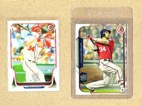 Bryce Harper - 2 Card Lot-2014 Bowman+2015 Bowman-Phillies-Nationals-Mint