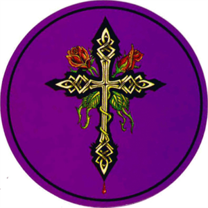 Celtic Cross - Sticker - Roses Purple Round - 3x3 Inches Sticker