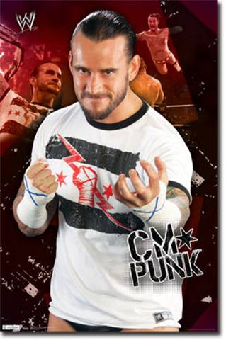 CM Punk - Poster - WWE - Licensed-New In Plastic-Rolled-24x36