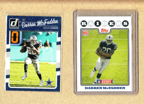 Darren McFadden-2 Card Lot-2008 Topps Rookie+2016 Donruss-Cowboys-Raiders-Mint