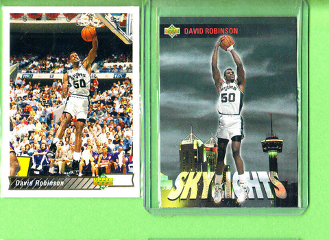 David Robinson-2 Card Lot-1993 Upper Deck+1994 Upper Deck SkyLights-Spurs-NMMT
