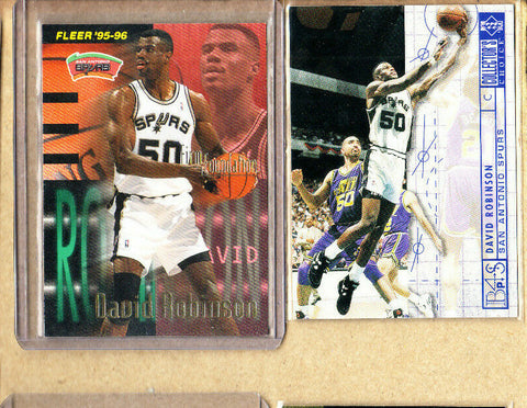 David Robinson-2 Card Lot-1996 Firm Foundation+1994 UDeck Blueprint-Spurs-NMMT