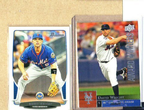 David Wright-2 Card Lot-2009 Upper Deck Series 2+2013 Topps-Mets-NMMT