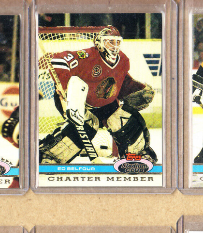 Ed Belfour-1991 Stadium Club Charter Member Card-Blackhawks-Stars-NHL-#NNO-Mint