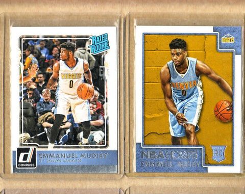 Emmanuel Mudiay - 2 Card Rookie Lot-1 15-16 Hoops+1 15-16 Donruss-Mint-Knicks