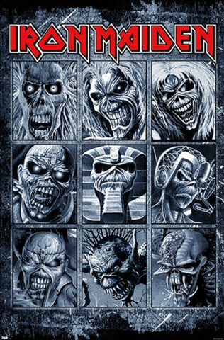 Iron Maiden - Poster - Red Logo Grid - Rolled-22x34 Poster