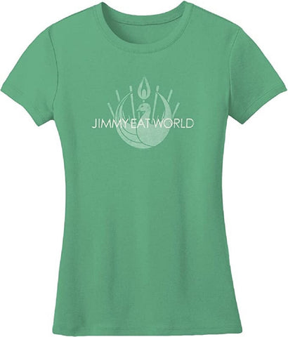 Jimmy Eat World - Tee-Juniors - Girly- Bird Logo-Green T-Shirt