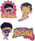 Jimi Hendrix - 4 Enamel Lapel Pin Badge Set