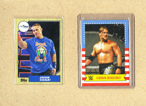 Chris Jericho+John Cena-WWE-2 Card Lot-Both 2017 Topps Heritage-Mint