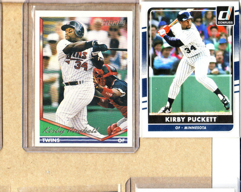 Kirby Puckett-2 Card Lot-1994 Topps *GOLD*+2016 Donruss MLB-Twins-Mint