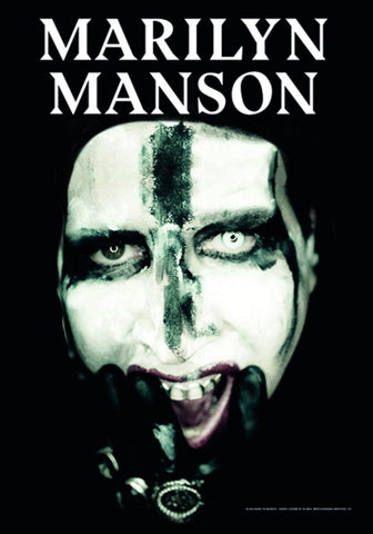 Marilyn Manson-Flag-Textile Poster-Cross Face Logo Flag