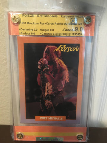 Bret Michaels-Poison-1991 Brockum RockCards Rookie-Graded Card-RMU-9.0