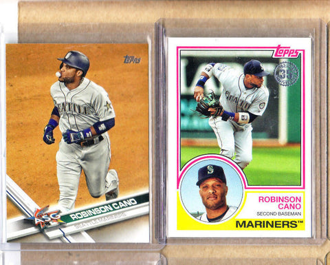 Robinson Cano - 2 Card Lot-1 2017 Topps+1 2018 Topps Insert Retro-Mint-Mariners