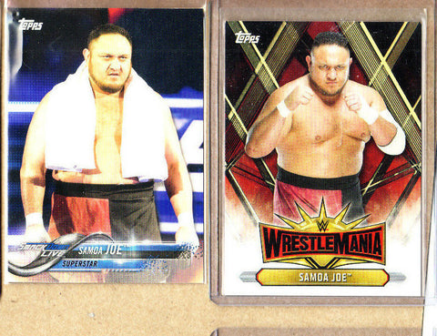 Samoa Joe-WWE-2 Card Lot-2019 Topps Road To Wrestlemania Insert+2018 Topps-Mint