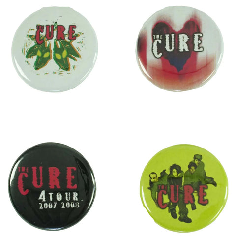 The Cure - 4 Pinback Style - Button Badge Set