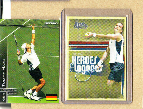 Tommy Haas-2 Card Lot-2003 Net Pro+2006 Ace Authentic H&L-Germany-NM-MT
