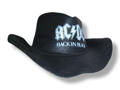 AC/DC - Back In Black Straw Cowboy Hat