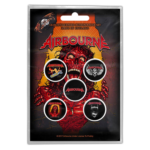 Airbourne - Breakin' Outta Hell - Button Badge Set - Logos - UK Import