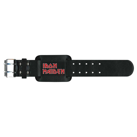 Iron Maiden - Leather Red Logo Metal Strap - Wristband (UK Import)