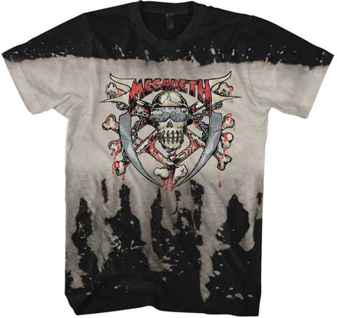 Megadeth - Skull Crossbones Bleached Look - T-Shirt