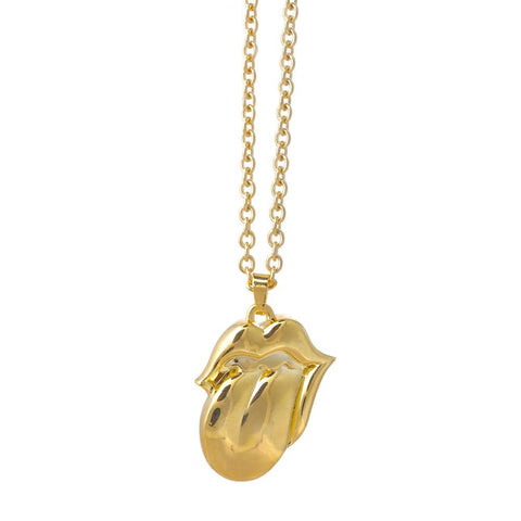 Rolling Stones - Gold Plated Pendant Tongue Necklace (UK Import)