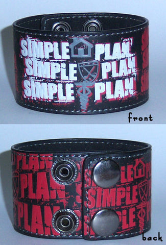 Simple Plan - Repeat Logo Leather Wristband