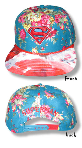 Superman - Floral Print Snap Back Hat