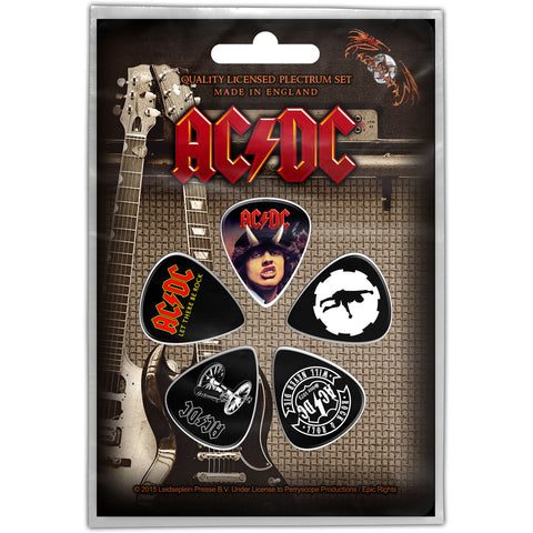 AC/DC - Guitar Pick Set - 5 Picks-Angus Young-UK Import - Licensed New In Pack