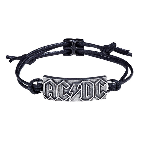 AC/DC - Pewter Leather Logo Bracelet Wristband (UK Import)