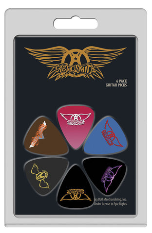 Aerosmith - Guitar Pick Set - 6 Picks -Joe Perry-Brad Whitford - Licensed New