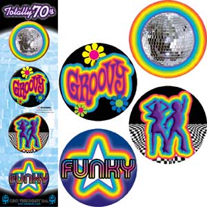 70's Theme - Pinback Button Badge Set
