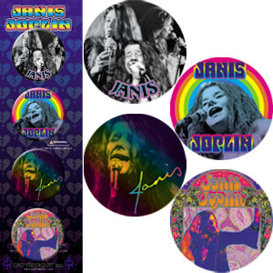 Janis Joplin - Pinback Button Badge Set