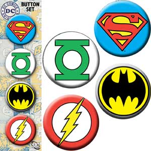 Super Friends - DC - Superman-Batman-G. Lantern-Flash - Pinback Button Badge Set