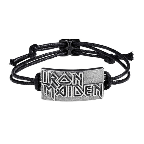 Iron Maiden - Pewter Leather Logo Bracelet Wristband (UK Import)