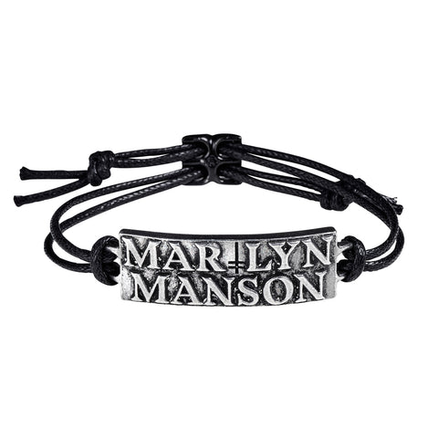 Marilyn Manson - Pewter Leather Logo Bracelet Wristband (UK Import)