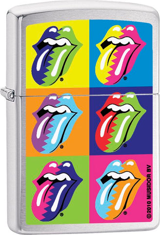 Rolling Stones - Brushed Chrome - Flip Top - Zippo Lighter