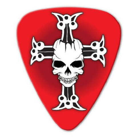 Skull Cross Red-Guitar Pick-Set Of 2-Medium Gauge-Australia Import-Licensed New