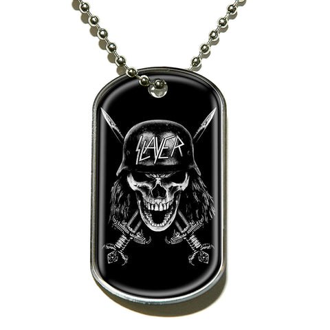 Slayer - Necklace-Pendant -Dog Tag-Skull Logo-Collector's-UK Import